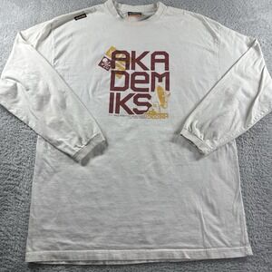 VINTAGE Y2K Akademiks Shirt Mens XL White Long Sleeve Logo Spell Out Street Wear